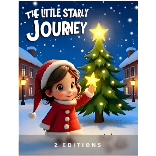 Child decorating Christmas tree outdoors